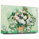 Large abstract wall art on acrylic glass depicting a swirling blue and yellow pattern.