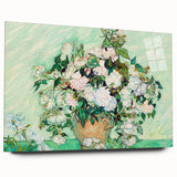 Large abstract wall art print on acrylic, featuring swirling shades of blue and yellow.