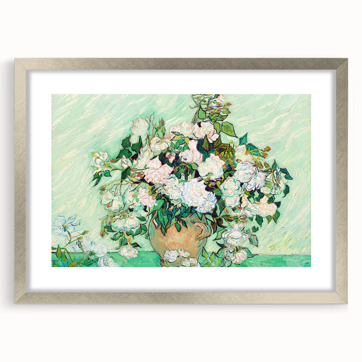 Extra large abstract art print featuring textured swirls in vibrant blues and yellows on a framed canvas.