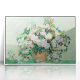 Mid-century modernist art depicting a Van Gogh-inspired scene in vibrant colors on a white acrylic framed poster.