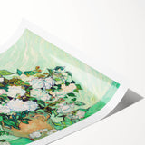 Extra large wall art featuring line art flowers in muted earth tones on a rolled canvas.