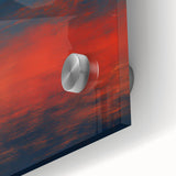 Acrylic glass wall art close-up showcasing vibrant abstract strokes in shades of blue, yellow, and pink, perfect for modern home decor accents.