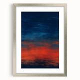 Abstract wall art featuring colorful strokes in hues of blue, pink, and gold, framed with a silver matte, ideal for modern home decor and artistic interiors.