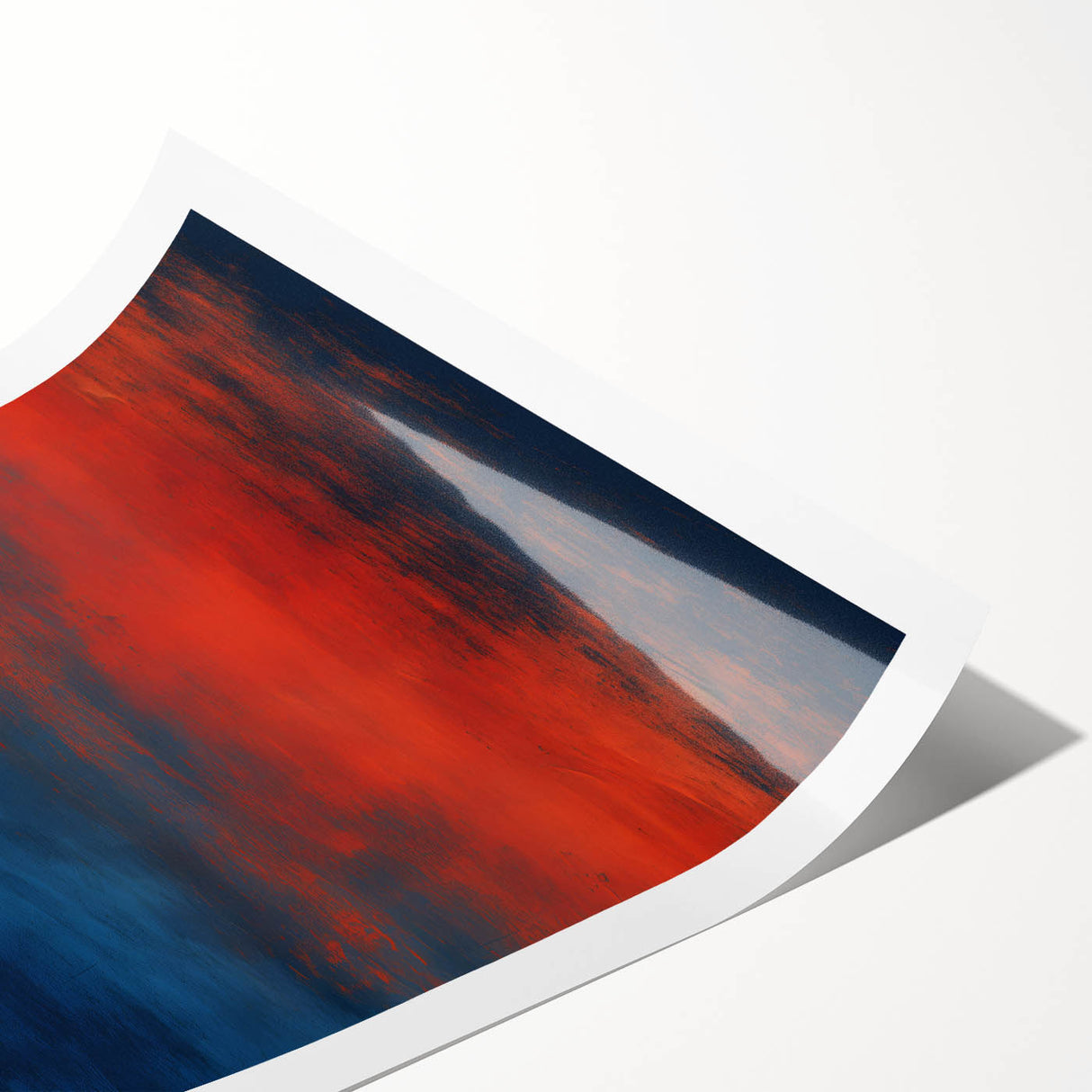 Abstract wall art print featuring vibrant strokes in shades of blue, yellow, and red, rolled for easy transport and display, perfect for modern home decor.