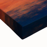 Close-up of abstract strokes wall art on stretched canvas showcasing vibrant colors and dynamic textures, ideal for modern home decor. Perfect for adding a contemporary touch to living spaces.