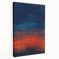 Abstract wall art featuring vibrant strokes in blue, pink, and gold on a stretched canvas, showcasing a modern design ideal for contemporary home decor.