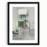 Abstract strokes wall art framed in black with a mat, showcasing vibrant colors and dynamic shapes, perfect for modern home decor. Ideal for art enthusiasts seeking to enhance their space.