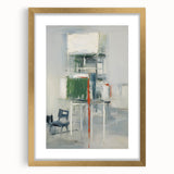 Abstract wall art featuring gold and black strokes in a sleek frame with a white mat, ideal for modern decor, enhancing any room's elegance and style.