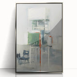 Framed abstract wall art featuring dynamic silver strokes on a textured background, ideal for modern decor, enhancing living spaces with a contemporary flair.