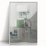 Framed abstract strokes wall art in white acrylic, showcasing a vibrant blend of colors and dynamic lines, perfect for modern home decor.