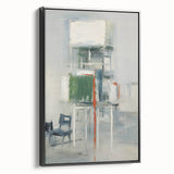 Framed canvas wall art showcasing abstract strokes in black and white, adding a modern touch to home decor. Ideal for contemporary living spaces and art enthusiasts.