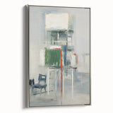 Framed canvas wall art titled "Abstract Strokes" with silver accents, showcasing dynamic brush strokes in vibrant colors, perfect for modern decor.