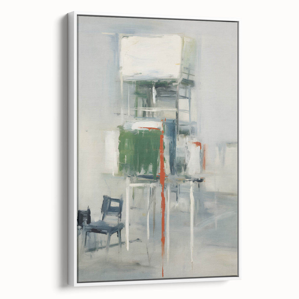 Framed abstract strokes wall art in white, showcasing a modern design with layered textures. Ideal for contemporary decor, enhancing any living space with sophistication.