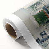 Abstract wall art on rolled canvas showcasing vibrant, colorful strokes in blue, orange, and yellow hues, ideal for modern home decor. Perfect for enhancing artistic spaces.