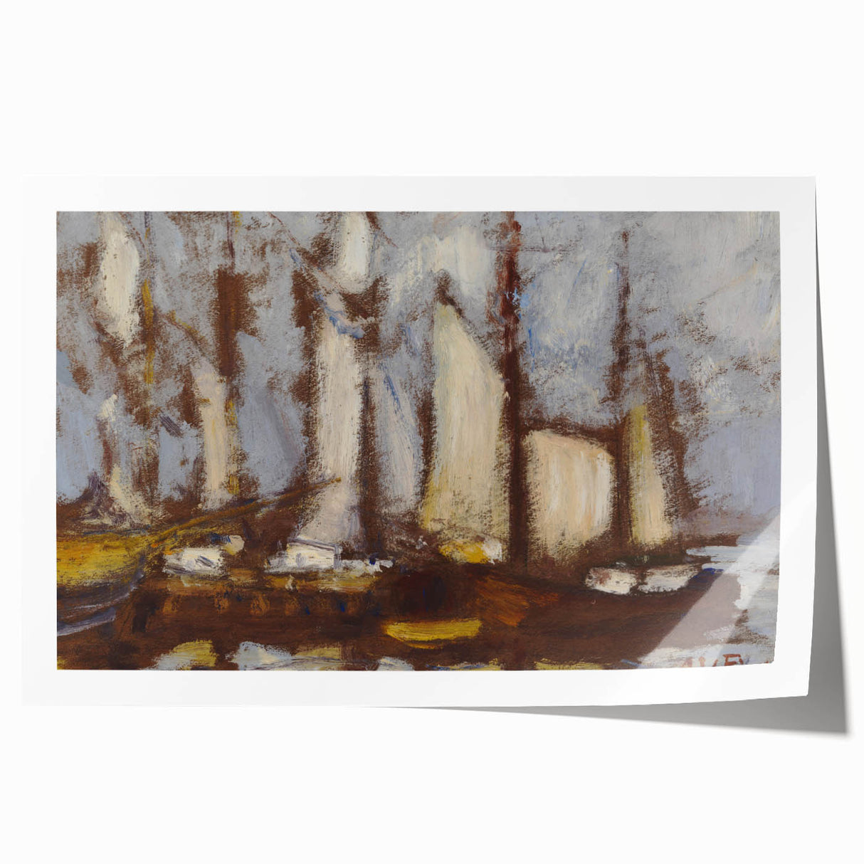 Modern Wall Art: Sailing Vessels in Abstract Nautical Style