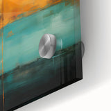 Close-up of abstract strokes wall art on acrylic glass, showcasing vibrant colors and fluid shapes, perfect for modern home decor and artistic expression.