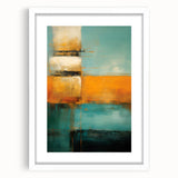 Abstract strokes wall art framed with a white mat, showcasing vibrant colors and dynamic shapes, perfect for modern home decor in a gallery setting.