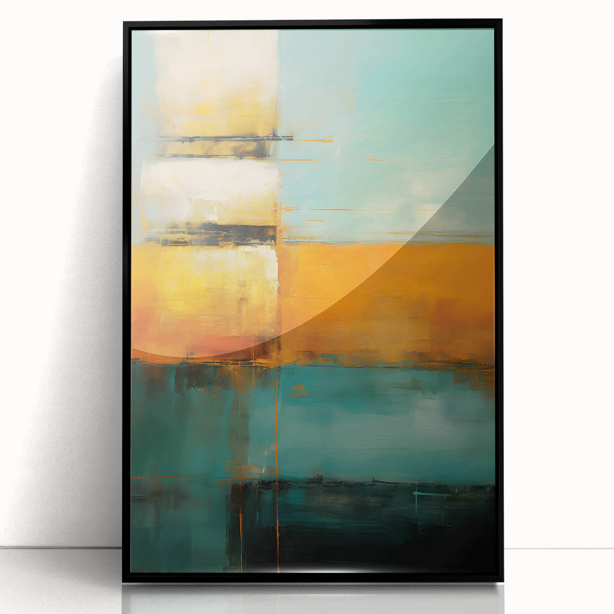 Framed acrylic wall art showcasing abstract strokes in black and white, designed to add a modern touch to any decor, perfect for living spaces or offices.