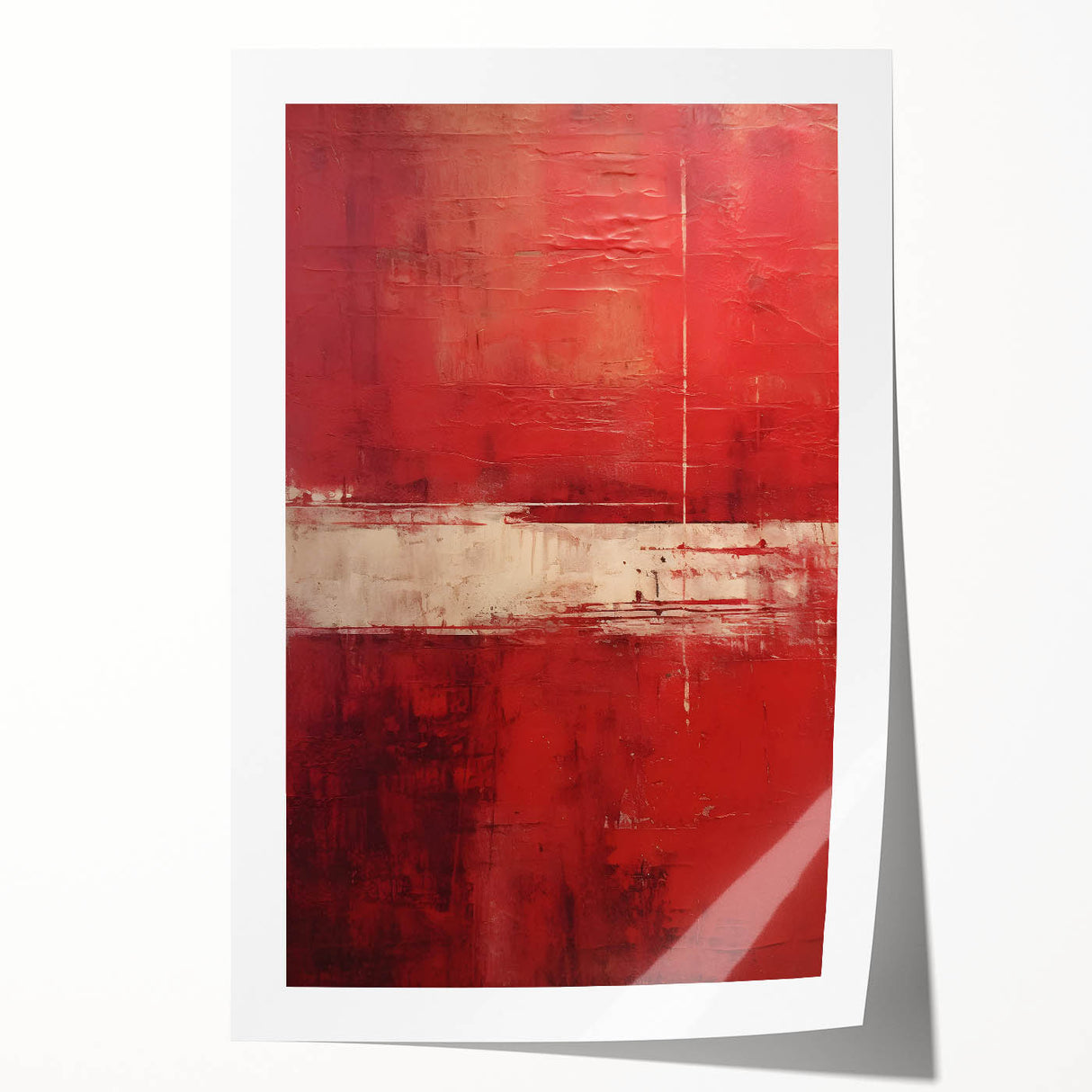 Abstract strokes wall art print showcasing vibrant colors of blue, orange, and yellow in a dynamic design, rolled and ready for display or framing, ideal for modern decor.