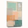 Abstract wall art featuring vibrant acrylic strokes in a side view on glass, showcasing intricate details and modern aesthetics, secured with pins for display.