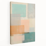 Abstract wall art featuring dynamic strokes in vibrant colors, displayed on a stretched canvas with a modern side view, perfect for contemporary decor.