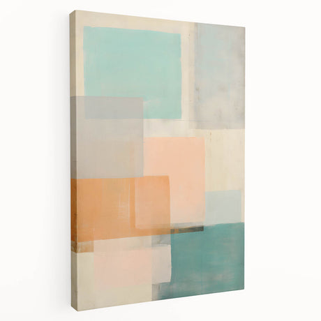Abstract wall art featuring dynamic strokes in vibrant colors, displayed on a stretched canvas with a modern side view, perfect for contemporary decor.