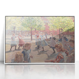 Modern Wall Art: Joyful Children Playing in a Sunlit Meadow