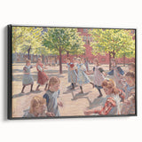 Modern Wall Art: Joyful Children Playing in a Sunlit Meadow