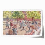 Modern Wall Art: Joyful Children Playing in a Sunlit Meadow