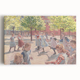 Modern Wall Art: Joyful Children Playing in a Sunlit Meadow
