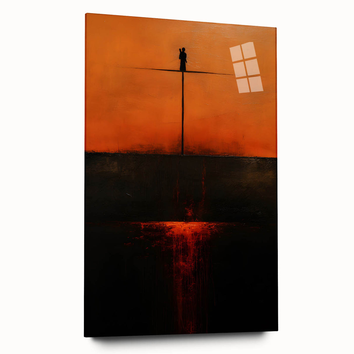 Abstract wall art featuring colorful strokes in vibrant hues, displayed in an acrylic glass frame from a side view, highlighting its modern aesthetic and sleek design. Perfect for contemporary decor.