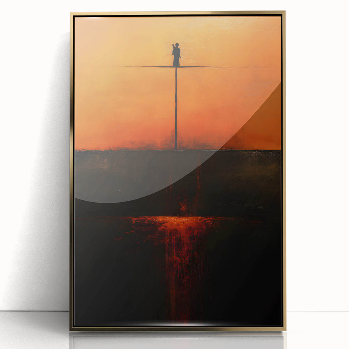 Framed abstract wall art featuring gold-accented strokes on a textured background, perfect for modern decor. Ideal for enhancing living spaces with elegance.