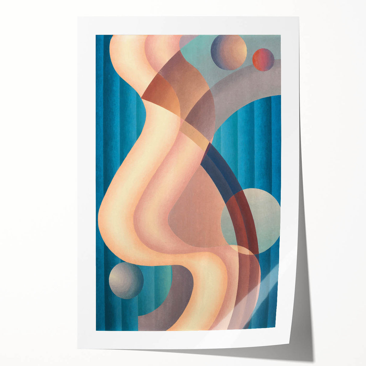 Modern Wall Art: Geometric Abstract in Blue and Pastel Hues