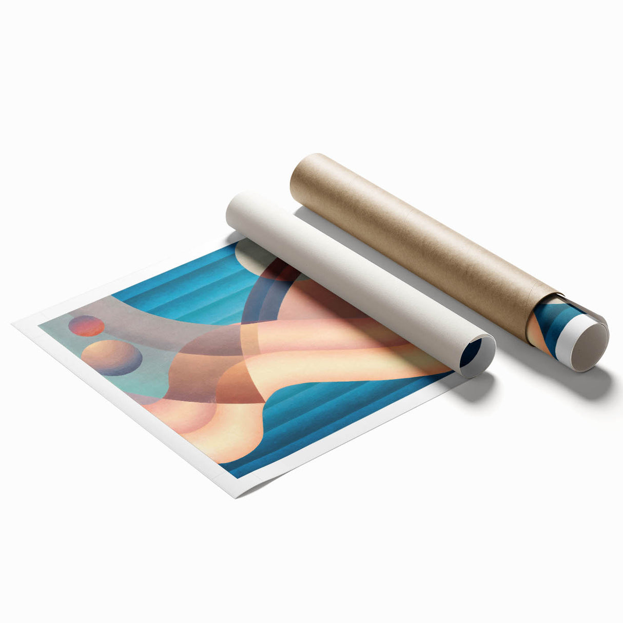 Modern Wall Art: Geometric Abstract in Blue and Pastel Hues