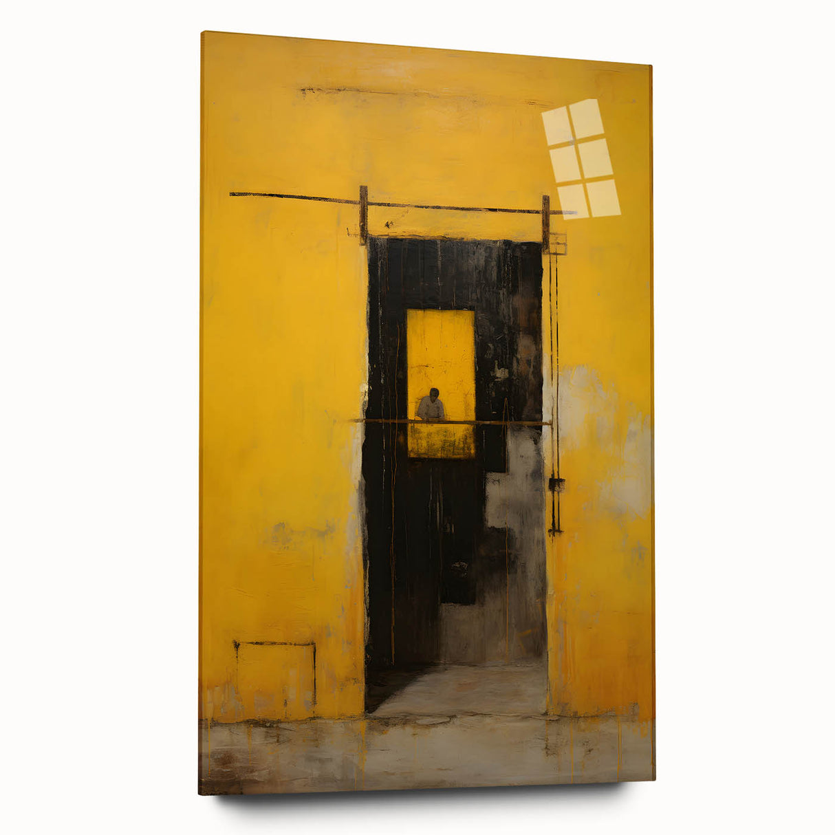 Abstract strokes wall art displayed in acrylic glass, showcasing vibrant colors and fluid designs, ideal for modern home decor or gallery settings.