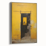 Framed canvas wall art showcasing abstract strokes in silver and gray tones, adding a modern touch to home decor, viewed from a side angle. Perfect for contemporary interiors.