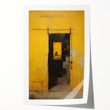 Abstract wall art print showcasing vibrant strokes of blue, orange, and green against a neutral background, perfect for modern home decor.