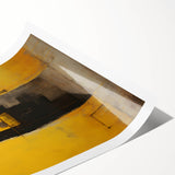 Abstract wall art print showcasing vibrant strokes in shades of blue, orange, and yellow, perfect for modern home decor, rolled and ready for framing.