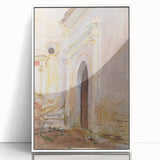 Modern Wall Art: Arched Doorway Watercolor in Earthy and Soft Hues