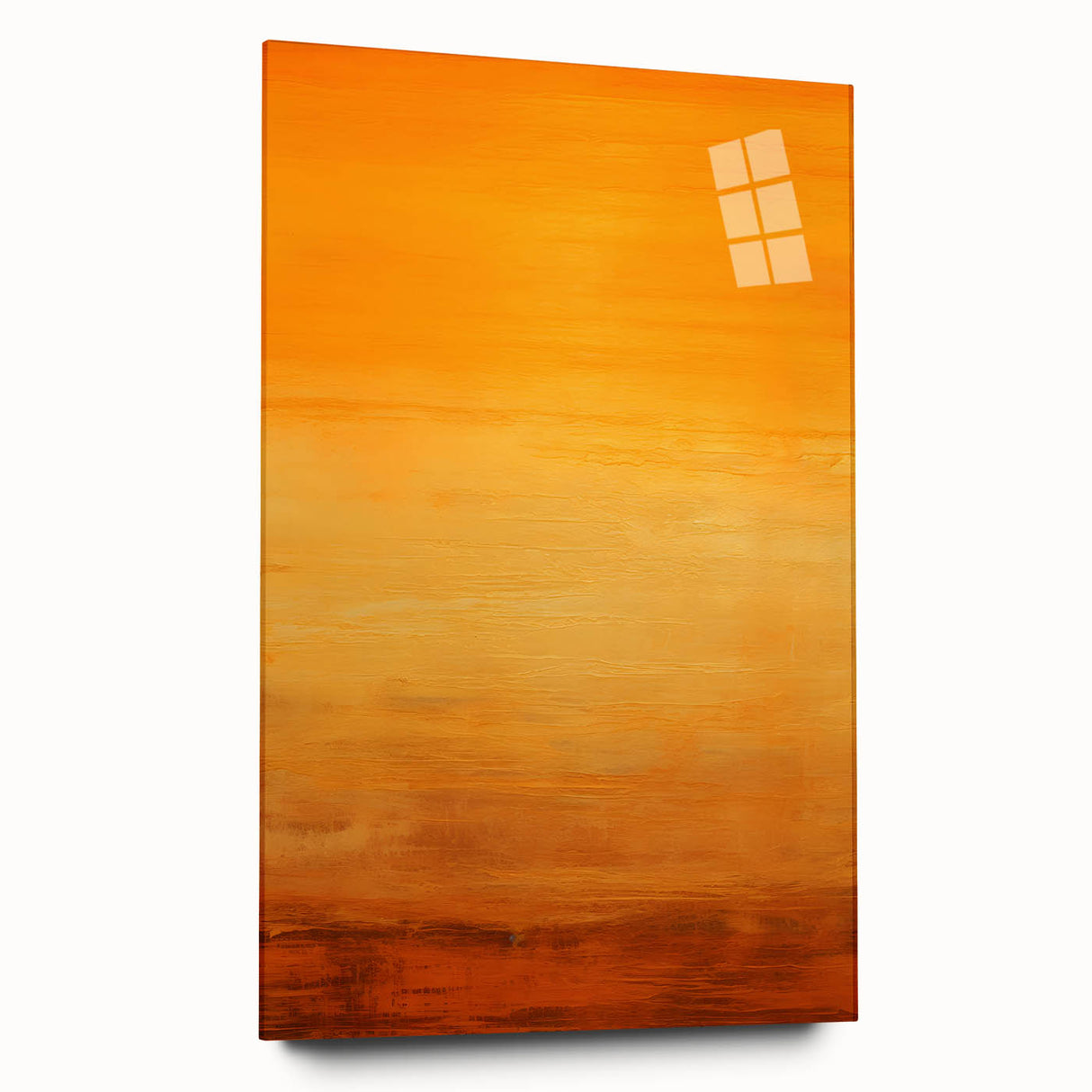 Abstract strokes wall art design in acrylic glass, showcasing vibrant colors and fluid shapes, displayed from a side view without pins, ideal for modern decor.