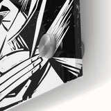 Modern Wall Art: Abstract Linocut with Geometric Black-and-White Design