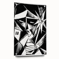 Modern Wall Art: Abstract Linocut with Geometric Black-and-White Design