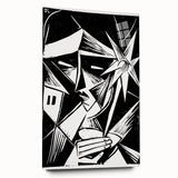 Modern Wall Art: Abstract Linocut with Geometric Black-and-White Design