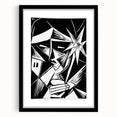 Modern Wall Art: Abstract Linocut with Geometric Black-and-White Design