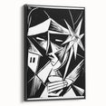 Modern Wall Art: Abstract Linocut with Geometric Black-and-White Design