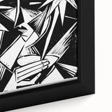 Modern Wall Art: Abstract Linocut with Geometric Black-and-White Design