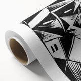 Modern Wall Art: Abstract Linocut with Geometric Black-and-White Design