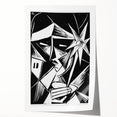 Modern Wall Art: Abstract Linocut with Geometric Black-and-White Design
