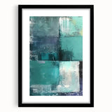 Abstract wall art featuring dynamic, colorful strokes in a black frame with a mat. Ideal for modern decor, adding a vibrant touch to any room. Perfect for art enthusiasts seeking unique interior design elements.