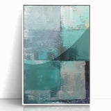 Framed abstract strokes wall art featuring vibrant blue and white colors, perfect for modern decor, displayed in a sleek white frame, enhancing contemporary interiors.